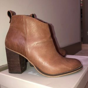 Brown leather booties